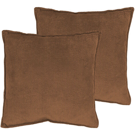 Cord Dekokissen 2er Set je 45 cm - braun - Zierkissen mit Füllung und Bezug - Kordsamt Kissen Sofakissen Couchkissen Kuschelkissen Komplettset