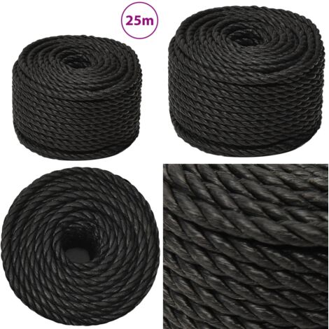 Corda da Lavoro Nera 14 mm 25 m in Polipropilene - Corda in polipropilene - Corda intrecciata