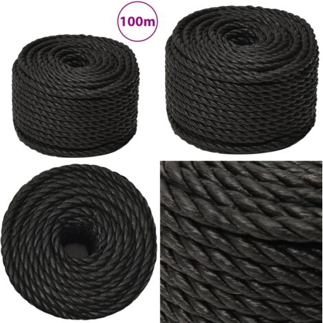 Corda da Lavoro Nera 20 mm 100 m in Polipropilene - Corda in polipropilene - Corda nera