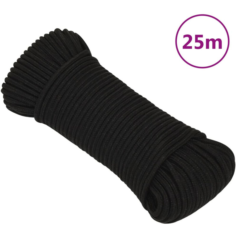 Corda da Lavoro Nera 3 mm 25 m in Poliestere