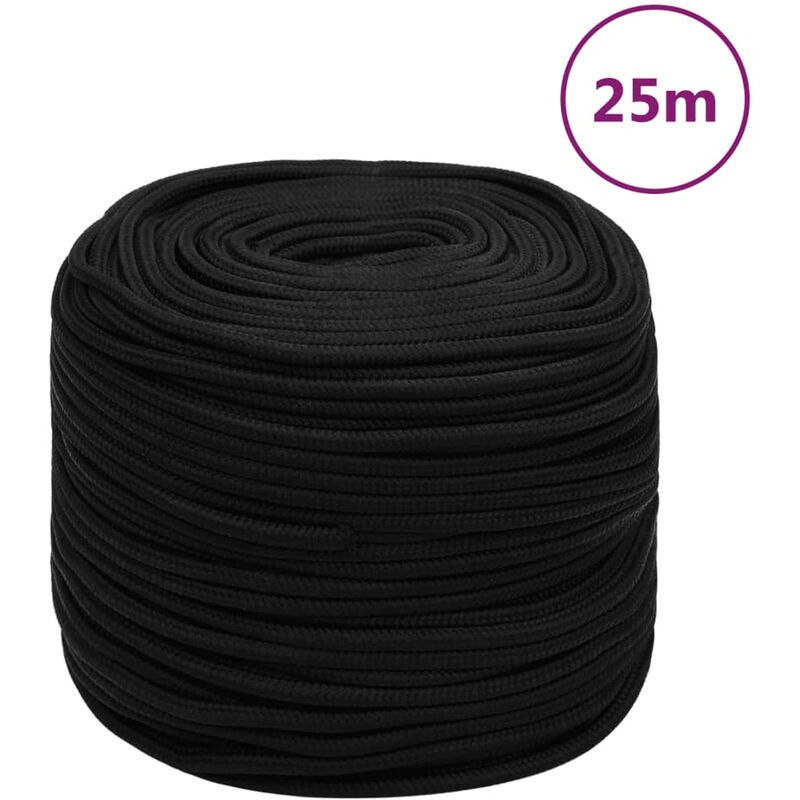 Corda da Lavoro Nera 6 mm 25 m in Poliestere