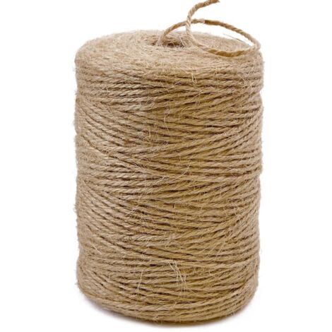 Corda di iuta naturale, lunga 180 m, ideale per il fai da te, confezioni regalo, giardinaggio, uncinetto e decorazioni in macramè (marrone, 2 mm, 200 m)