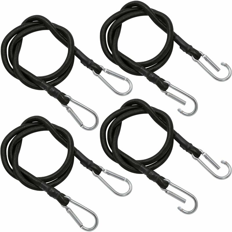 Image of Corda elastica, 4 pezzi di corda elastica in gomma con gancio per fibbia da alpinismo, fettuccia elastica lunga 100 cm per il trasporto in campeggio,