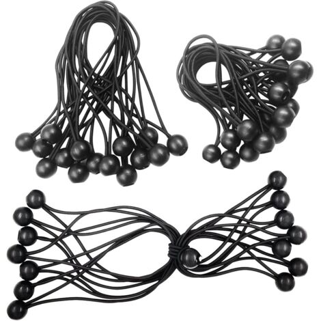Corda elastica a sfera, corda elastica con sfera, corda elastica per telone, 30 pezzi di corda elastica, per striscioni, corda elastica, corda elastica per telone da piscina nera - 150 mm e 200 mm