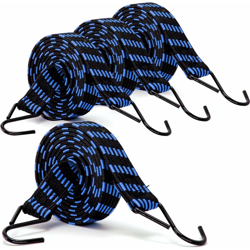 Image of Corda elastica con gancio, corda elastica resistente da 2 m, set da 4 pezzi, corda elastica universale per bagagli per auto, moto, bici, per il