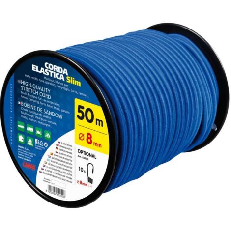 Corda Elastica In Bobina - D.8 Mm - 50 M - Blu