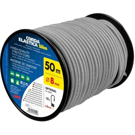 Corda Elastica In Bobina - D.8 Mm - 50 M - Grigio