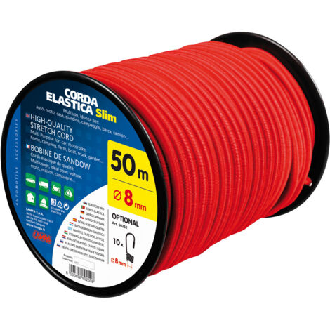 Corda Elastica In Bobina - D.8 Mm - 50 M - Rosso