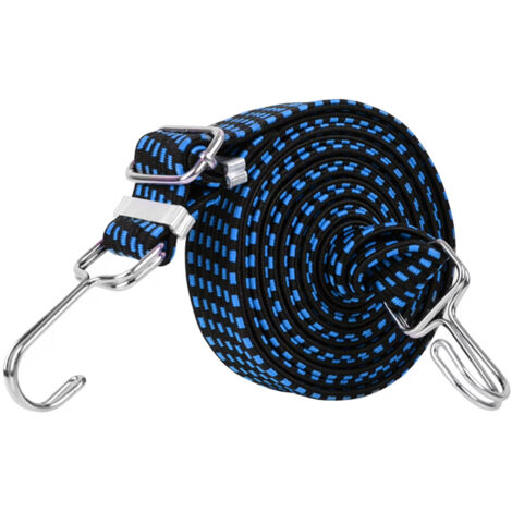 Corda elastica resistente da 5 m, lunghezza regolabile, con gancio, adatta per il fissaggio di carichi, campeggio e motociclette (blu)