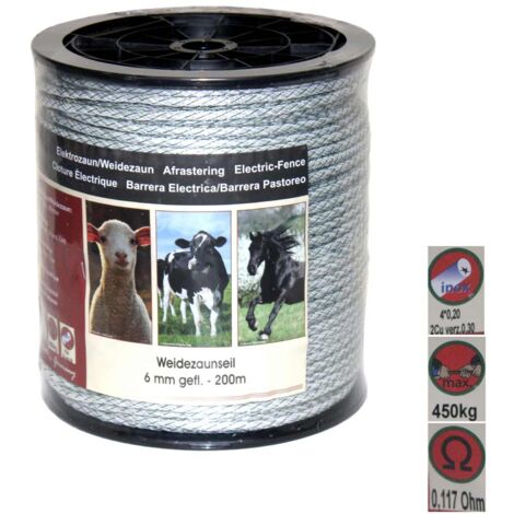 Corda elettrica di qualità superiore da 6 mm brevettata bianco/verde in rotolo da 200 m