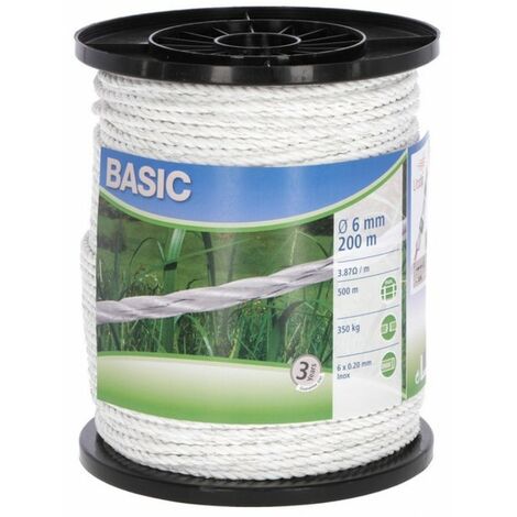 Corda Elettrificata Tondo per Recinto Basic Bianco mt.200