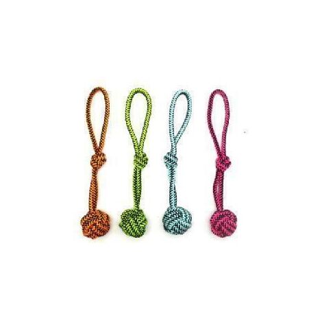 CORDA FLUO CON PALLA 38 CM IN COLORAZIONE ASSORTITA GIOCO IDEALE PER IL TUO CANE OKXX