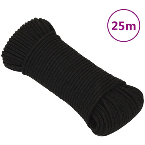 Corda in poliestere - vidaXL Corda da Lavoro Nera 3 mm 25 m in Poliestere - Corda intrecciata