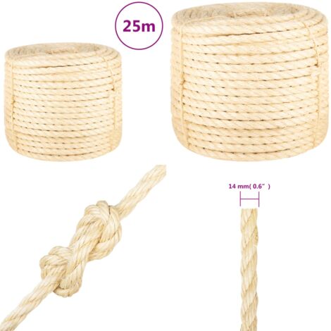 Corda in Sisal 100% 14 mm 25 m - Corda naturale - Corda per giardinaggio