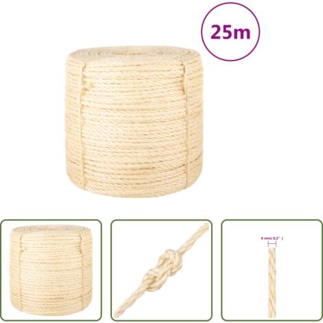 Corda in sisal -  Corda in Sisal 100% 6 mm 25 m