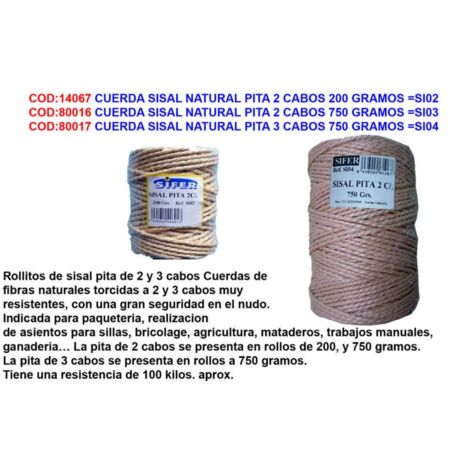 Corda in sisal naturale pita 2 capi 200 grammi SI02