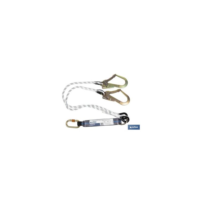 Image of Corda intrecciata biforcuta con assorbitore di energia e connettori in acciaio inclusi EN355:2002 Ø11mm 1,5m
