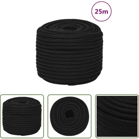 Corda intrecciata -  Corda da Lavoro Nera 14 mm 25 m in Poliestere