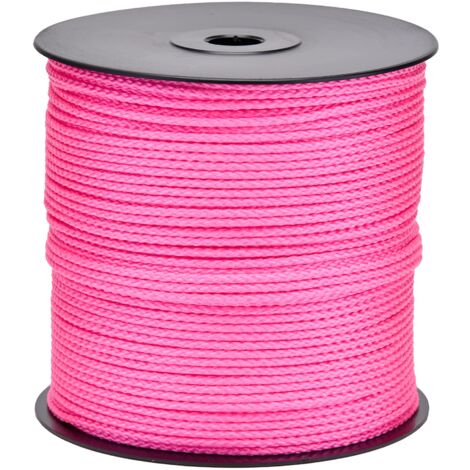 Corda intrecciata in polipropilene, diametro 2,5 mm, 200 m, colore: rosa