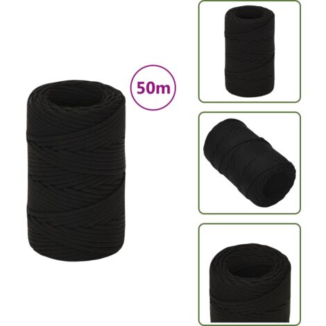 Corda intrecciata - vidaXL Corda da Lavoro Nera 2 mm 50 m in Poliestere - Corda poliestere