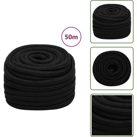 Corda intrecciata - vidaXL Corda da Lavoro Nera 20 mm 50 m in Poliestere - Corda poliestere