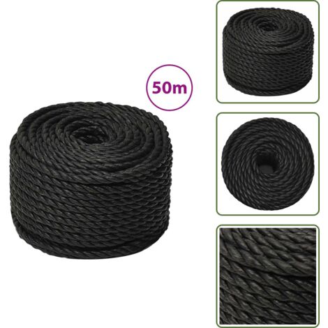 Corda nera - vidaXL Corda da Lavoro Nera 10 mm 50 m in Polipropilene - Corda per giardino