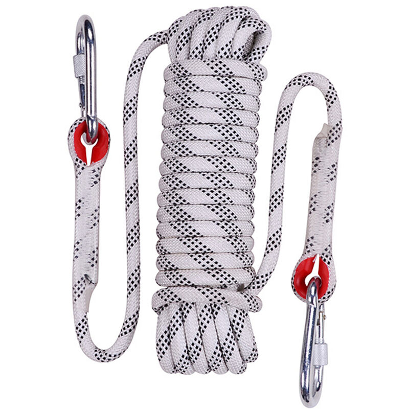 Image of Corda per Arrampicata Corda di Sicurezza per Esterni da 10mm Corda di Nylon ad Alta Resistenza con 2 Moschettone Bianco - 10m