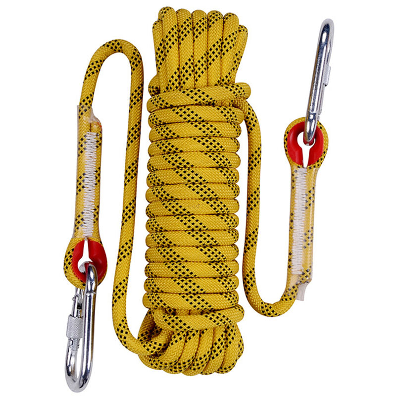 Image of Corda per Arrampicata Corda di Sicurezza per Esterni da 10mm Corda di Nylon ad Alta Resistenza con 2 Moschettone Giallo - 30m