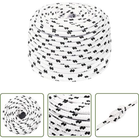 Corda per barca -  Corda Intrecciata per Barca Bianca 6 mm x 100 m Poliestere