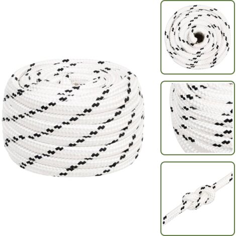 Corda per imbarcazioni - vidaXL Corda Intrecciata per Barca Bianca 20 mm x 50 m Poliestere - Corda per camionistica
