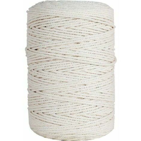 Corda per macramè - 3 mm x 200 m - 100% cotone - Spago - Corda per macramè per lavori a maglia fai da te, decorazioni murali, porta piante, confezioni regalo - Beige