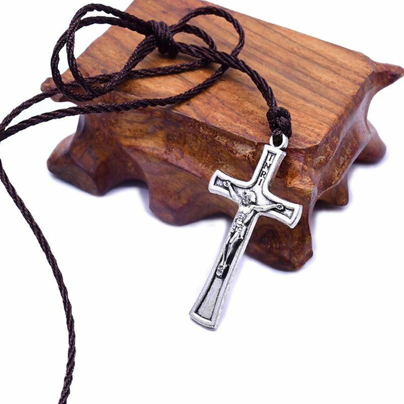 Corda retrò gesù croce collana pendente gioielli