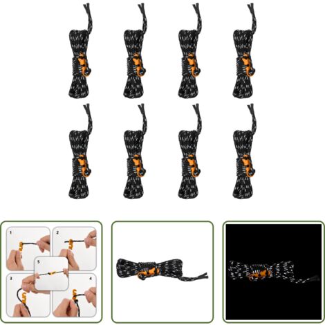 Corda riflettente -  Corde per Tenda con Chiavi Riflettenti 8 pz 4 m 4 mm