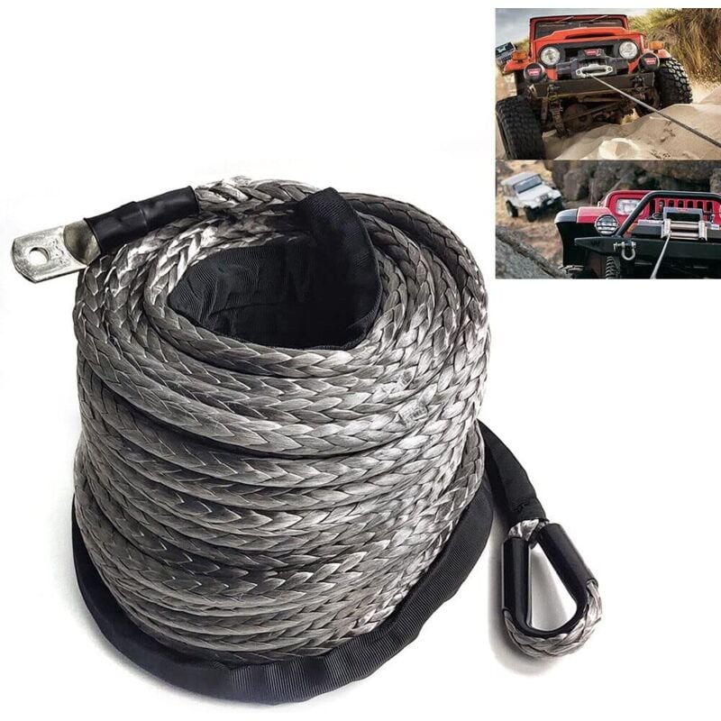 Image of Corda sintetica in plastica, 10 mm x 30 m, corda per verricello, corda sintetica in plastica per argani, corda in fibra sintetica Offroad 23809 lbs