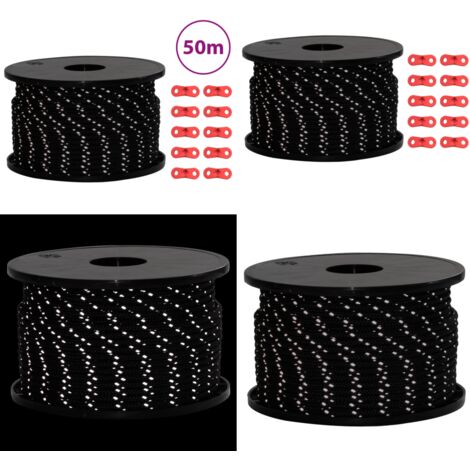 Corda Tenda con Strisce Riflettenti e Chiavi 50 m 5 mm - Corda tenda - Corda eolica