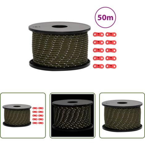 Corda tenda -  Corda Tenda con Strisce Riflettenti e Chiavi 50 m 5 mm