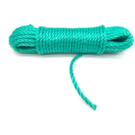 Cordage polypropylène bandelette Anti UV D. 8 mm x L. 25 mètres Rupt. 1010 Kg EN 699 - Vert (en écheveau) - D-Work