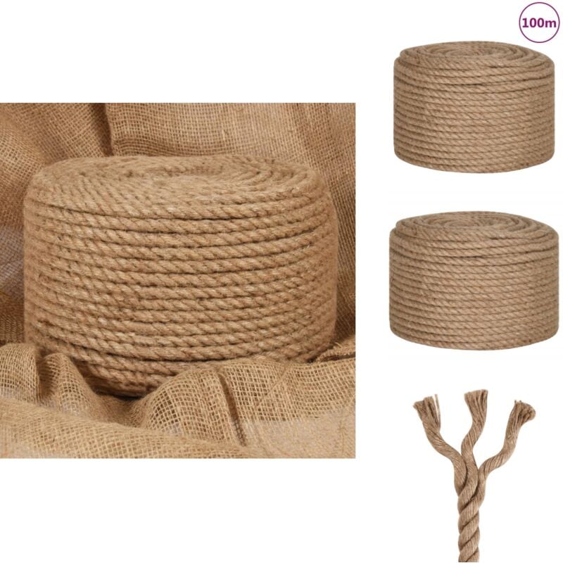 Corde 100 % jute 12 mm 100 m - Corde En Jute - Corde Naturel - Corde Épaisse - Corde Robuste - Corde Agricole