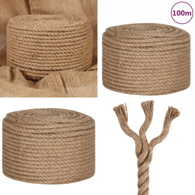 Corde 100 % jute 14 mm 100 m - Corde De Jute - Corde Naturelle - Corde Épaisse - Corde Résistante - Corde Agricole - Home & Living