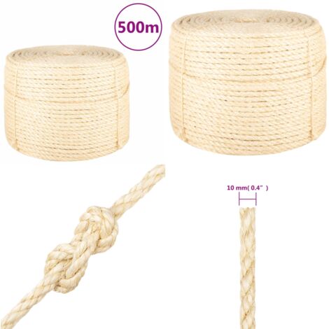 Corde 100 % sisal 10 mm 500 m - Corde naturelle - Corde 100 % sisal
