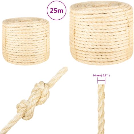 Corde 100 % sisal 14 mm 25 m - Corde Sisal - Corde Naturelle - Corde Épaisse - Corde Résistante - Corde Bricolage - Home & Living