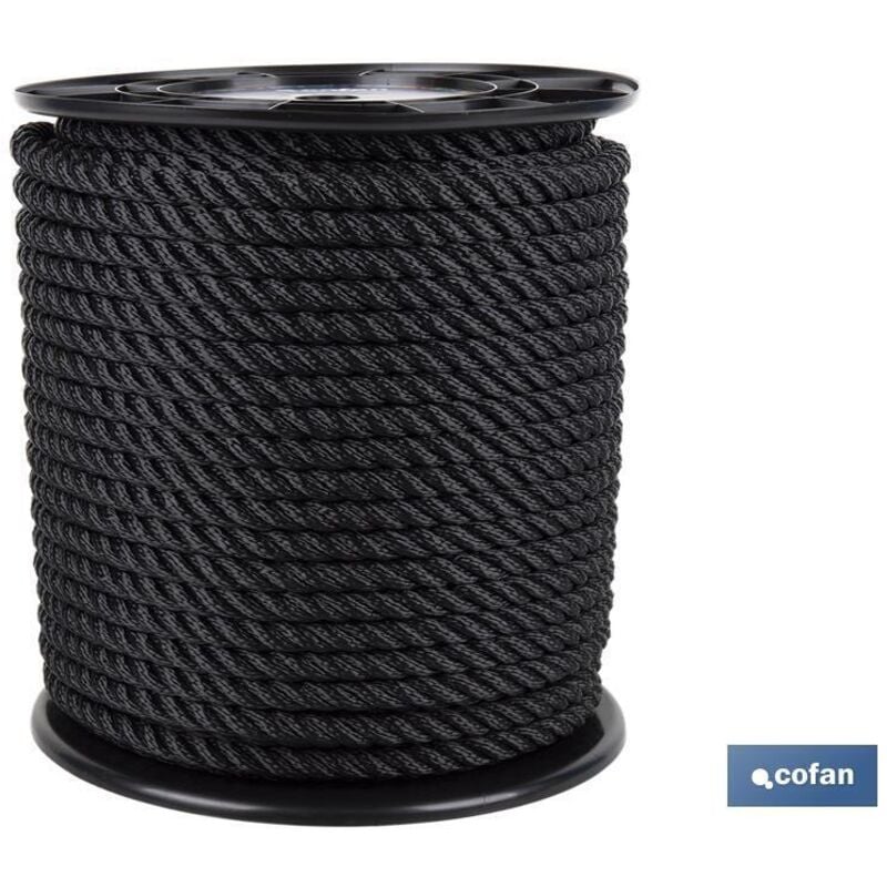 Enrouleur de corde d'amarrage 8 mm 200 m noir