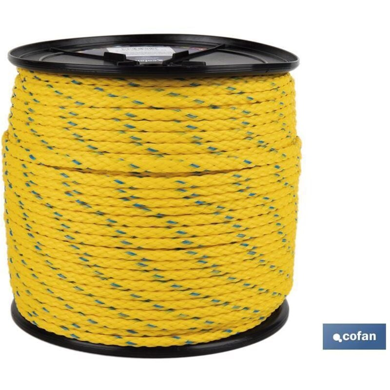 Cofan - Enrouleur de corde nautique polyvalent 8 mm 200 m jaune/bleu