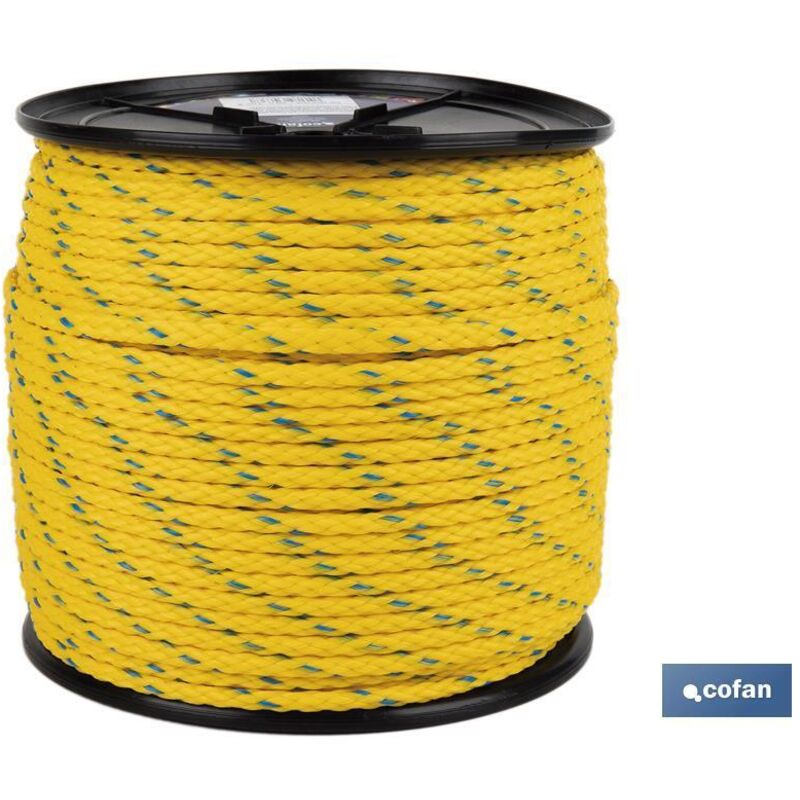 Cofan - Enrouleur de corde nautique polyvalent 6 mm 200 m jaune/bleu