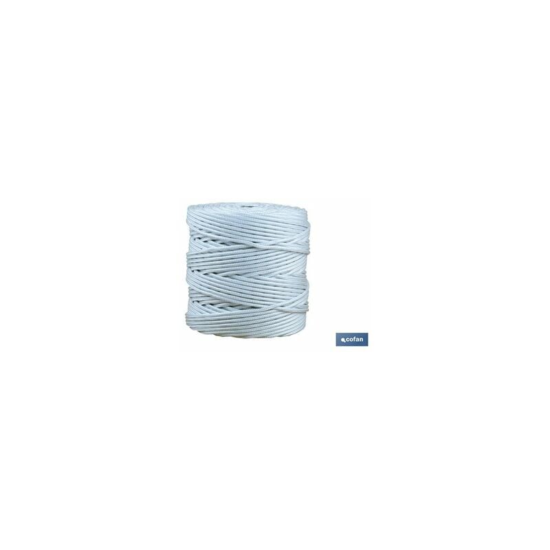 Bobine de cordon poly tressé 5 mm 200 Mts blanc