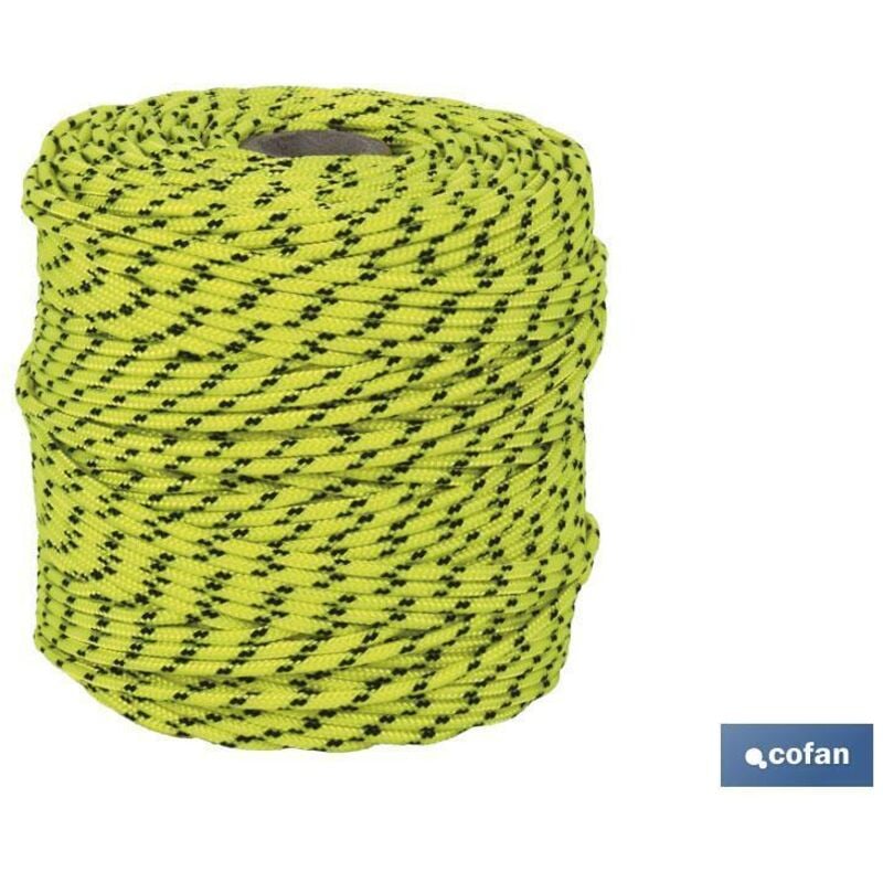 Cofan - Cordon Tressé Hippie Jaune/Noir 3 mm x 100 m