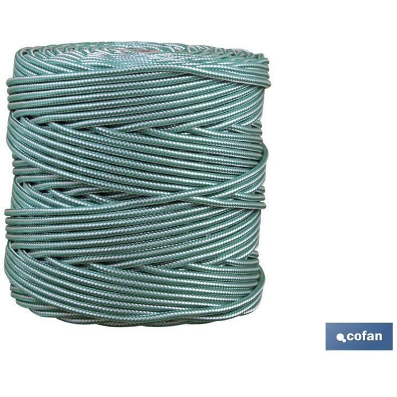 Cofan - Bobine de cordon poly tressé 5 mm 200 Mts blanc/vert