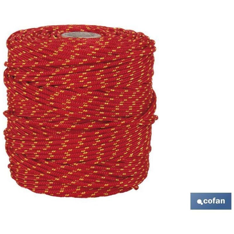 Cofan - Cordon Tressé Hippie Rouge/Jaune 3mm x 100 m