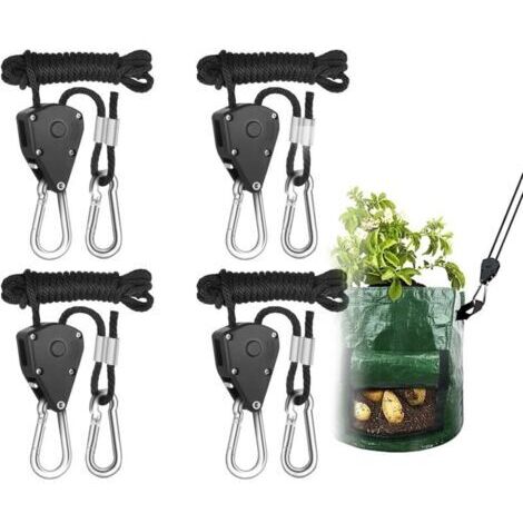 Lot De 2 Cordes à Cliquet Yoyo 3 Mm – Suspension Réglable Jusqu'à 68 Kg Pour Lampes De Croissance, Réflecteurs, Ventilateurs