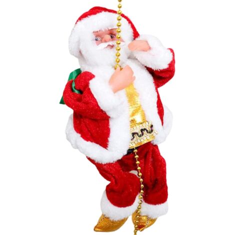 Corde à grimper musicale Père Noël 2024, jouet électrique suspendu, grimpe et descend, fonctionne sur piles.
